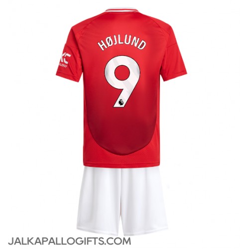 Manchester United Rasmus Hojlund #9 Koti Peliasu Lasten 2024-25 Lyhythihainen (+ Lyhyet housut)